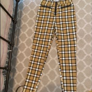 yellow plaid pants